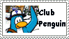 A STAMP OF A BLUE CLUB PENGUIN PENGUIN.