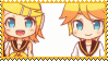 A STAMP OF KAGAMINE RIN AND KAGAMINE LEN FROM THE ELECTRIC ANGEL MUSIC VIDEO.