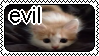 A STAMP OF A LITTLE KITTEN WITH THE TEXT 'EVIL' ON IT.